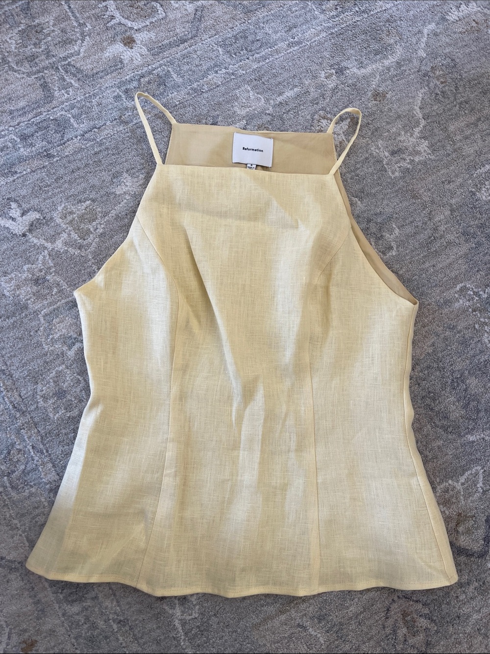 Reformation Pale Yellow Linen Halter